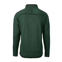 Men's Cutter & Buck Heather Green New York Jets Mainsail Sweater-Knit Big Tall Half-Zip Pullover Jacket