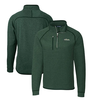 Men's Cutter & Buck Heather Green New York Jets Mainsail Sweater-Knit Big Tall Half-Zip Pullover Jacket