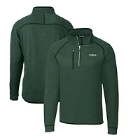 Pull-over en tricot vert chiné Cutter & Buck pour homme, modèle grand format, avec demi-fermeture éclair, des New York Jets