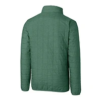 Men's Cutter & Buck Heather Green New York Jets Throwback Logo Rainier PrimaLoft Eco Insulated Full-Zip Puffer Jacket