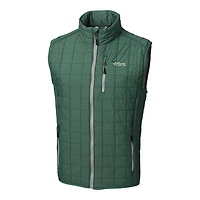Men's Cutter & Buck Heather Green New York Jets Throwback Logo Rainier PrimaLoft Eco Insulated Full-Zip Puffer Vest