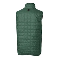 Men's Cutter & Buck Heather Green New York Jets Throwback Logo Rainier PrimaLoft Eco Insulated Full-Zip Puffer Vest