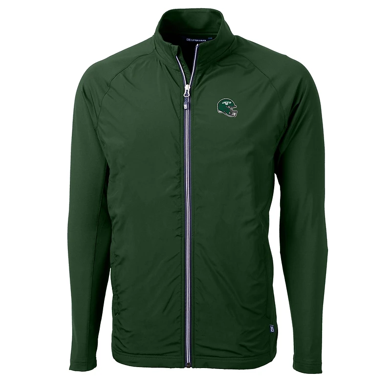 Men's Cutter & Buck  Hunter Green New York Jets Helmet Adapt Eco Knit Hybrid Recycled Full-Zip Jacket