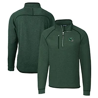 Men's Cutter & Buck  Hunter Green New York Jets Helmet Mainsail Sweater-Knit Half-Zip Pullover Jacket