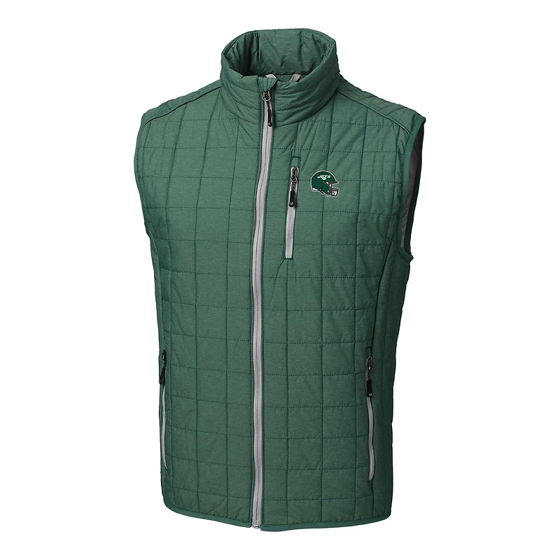 Gilet matelassé isolant entièrement zippé Rainier PrimaLoft Eco pour homme, vert chasseur, avec casque des New York Jets
