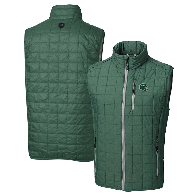 Men's Cutter & Buck Hunter Green New York Jets Helmet Rainier PrimaLoft Eco Insulated Full-Zip Puffer Vest