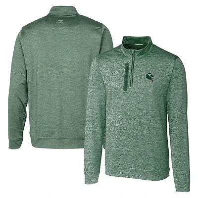 Men's Cutter & Buck  Hunter Green New York Jets Helmet Stealth Heathered Quarter-Zip Pullover Top