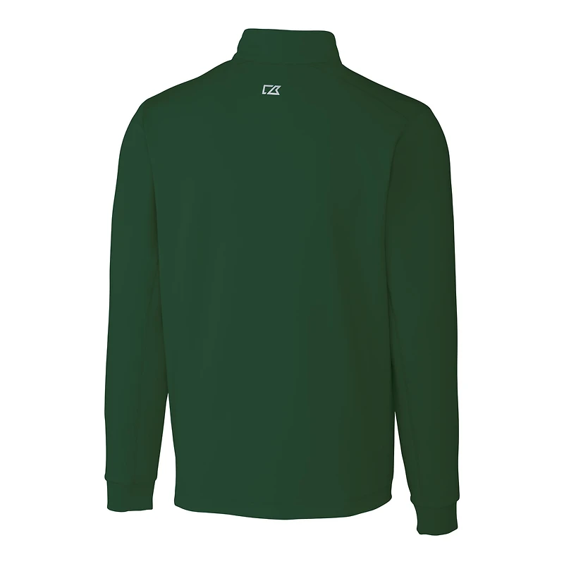 Men's Cutter & Buck Hunter Green New York Jets Helmet Traverse Stretch Quarter-Zip Top