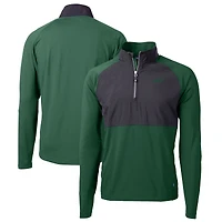 Men's Cutter & Buck Hunter Green New York Jets Primary Logo Adapt Eco Knit Hybrid Recycled Raglan Quarter-Zip Top