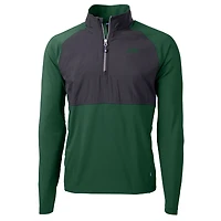 Men's Cutter & Buck Hunter Green New York Jets Primary Logo Adapt Eco Knit Hybrid Recycled Raglan Quarter-Zip Top