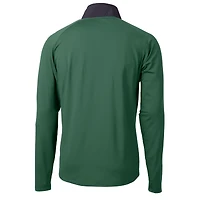 Men's Cutter & Buck Hunter Green New York Jets Primary Logo Adapt Eco Knit Hybrid Recycled Raglan Quarter-Zip Top