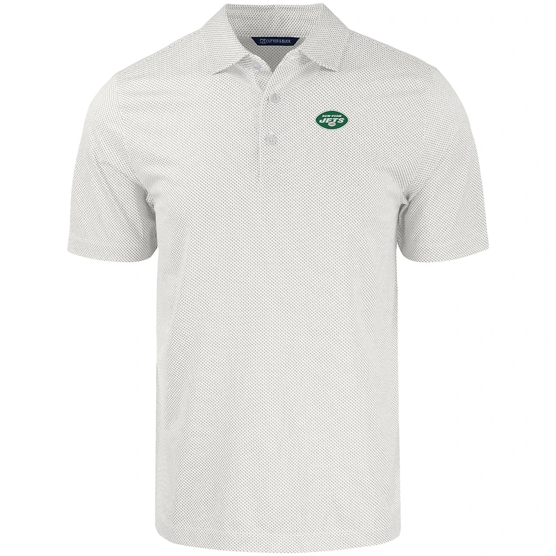 Polo extensible recyclé à imprimé Pike Eco Symmetry pour homme, blanc, Cutter & Buck, des New York Jets
