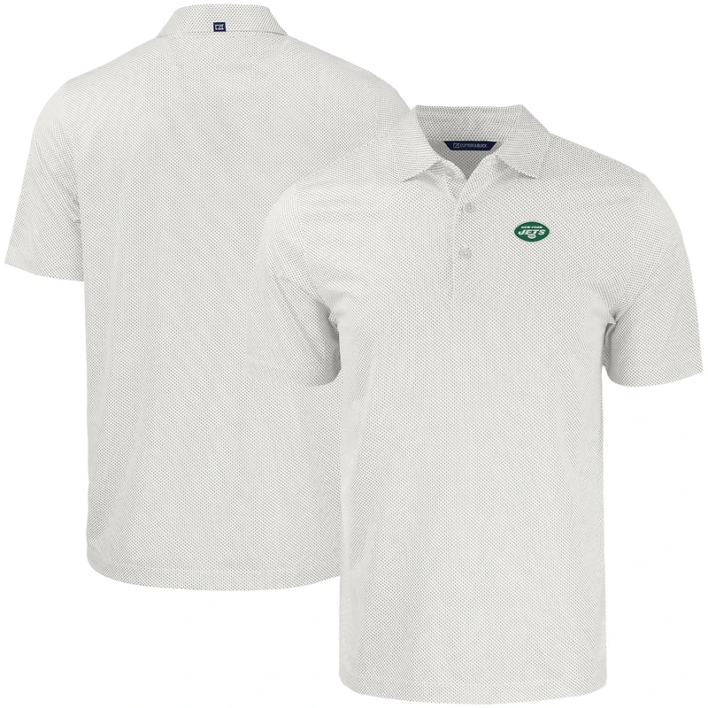 Polo extensible recyclé à imprimé Pike Eco Symmetry pour homme, blanc, Cutter & Buck, des New York Jets