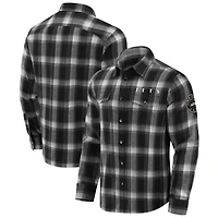 Men's Darius Rucker Collection by Fanatics Black New York Jets Flannel Plaid Full-Snap Shirt