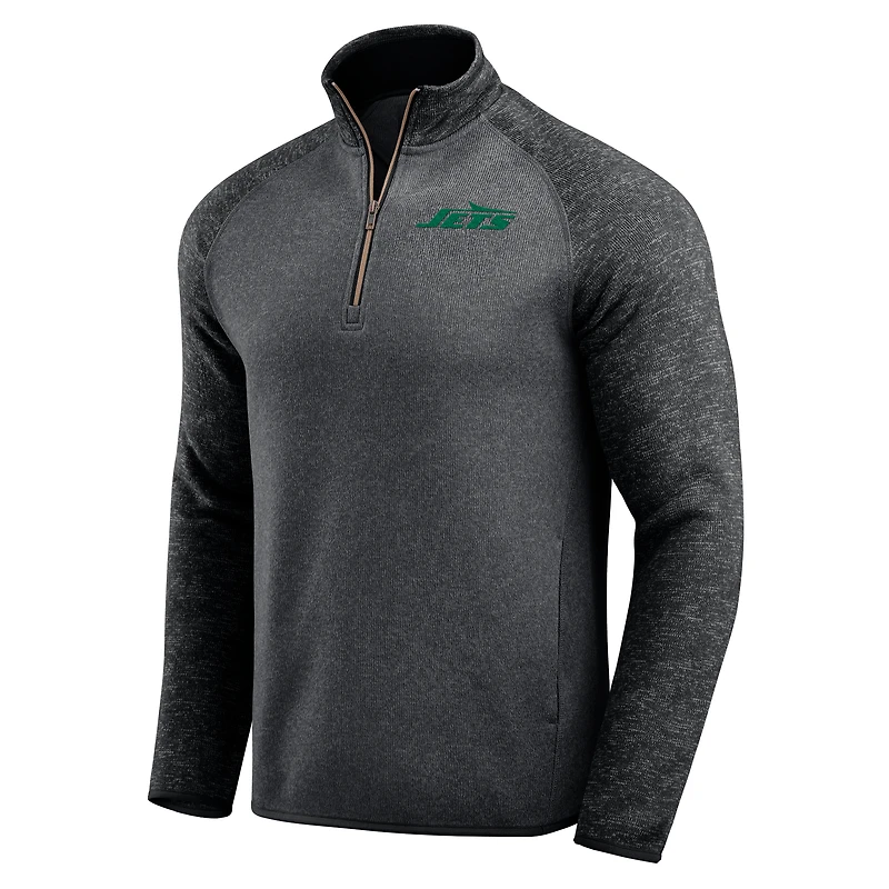 Men's Darius Rucker Collection by Fanatics Black New York Jets Tonal Raglan Quarter-Zip Top