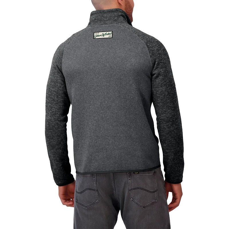 Men's Darius Rucker Collection by Fanatics Black New York Jets Tonal Raglan Quarter-Zip Top