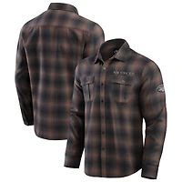 Chemise boutonnée à manches longues classique en flanelle pour homme de la collection Darius Rucker Fanatics, anthracite, New York Jets