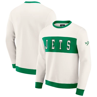 Men's Darius Rucker Collection by Fanatics  Cream New York Jets Colorblock Pullover Sweatshirt