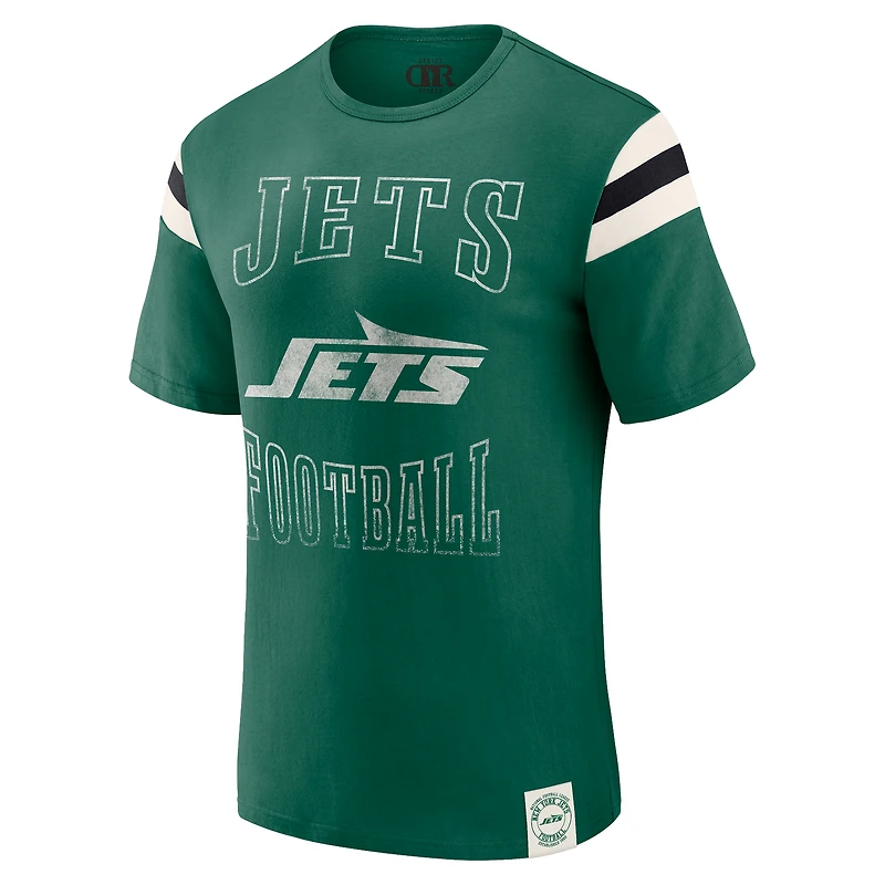 Men's Darius Rucker Collection by Fanatics  Green New York Jets Football Stripe Sleeve T-Shirt