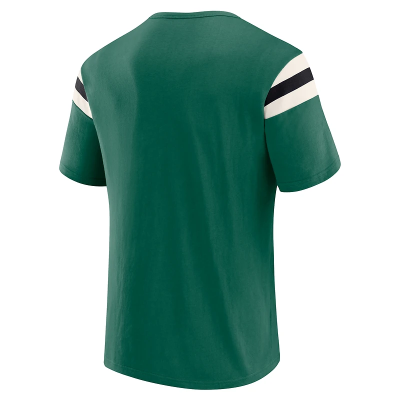Men's Darius Rucker Collection by Fanatics  Green New York Jets Football Stripe Sleeve T-Shirt