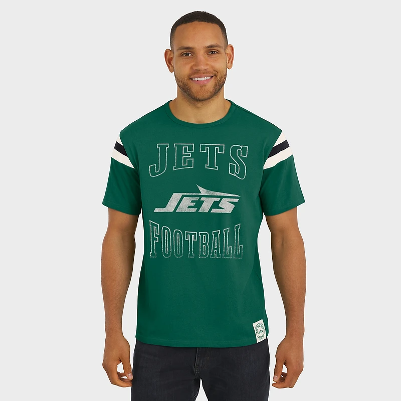 Men's Darius Rucker Collection by Fanatics  Green New York Jets Football Stripe Sleeve T-Shirt