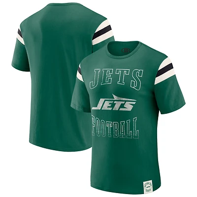 Men's Darius Rucker Collection by Fanatics  Green New York Jets Football Stripe Sleeve T-Shirt