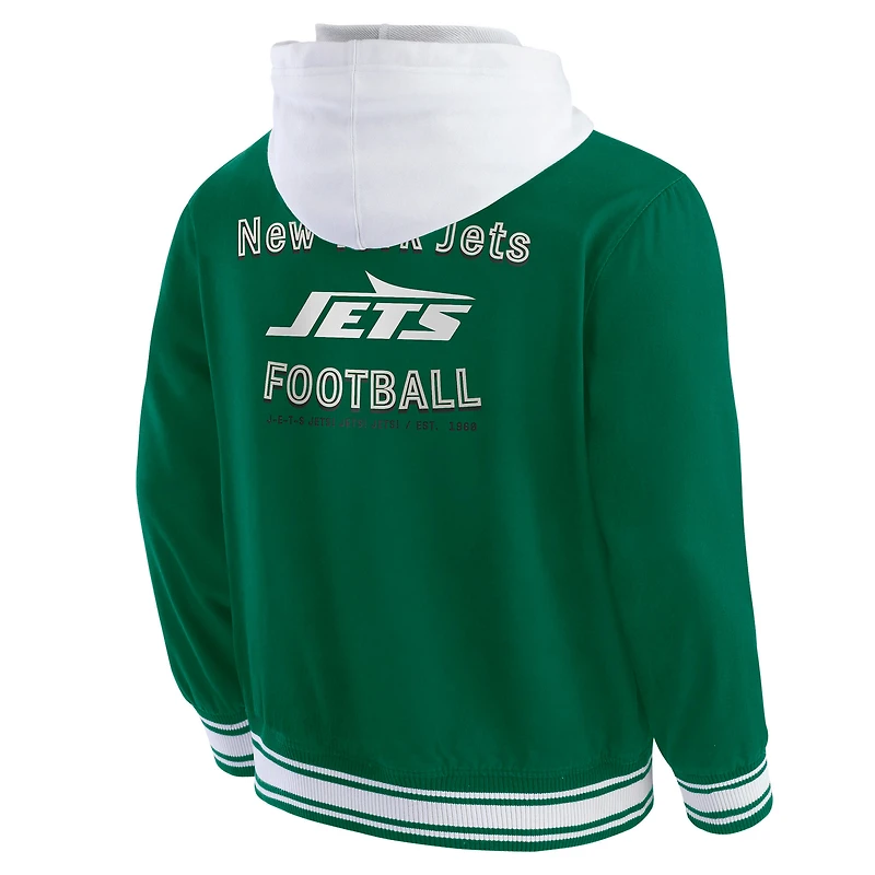 Veste à capuche boutons-pression pour homme de la collection Darius Rucker Fanatics, verte, New York Jets