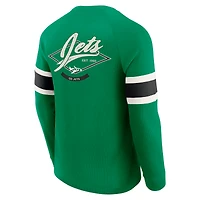 Men's Darius Rucker Collection by Fanatics Kelly Green New York Jets Waffle-Knit Raglan Long Sleeve Henley T-Shirt