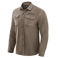 Chemise boutonnée confortable en polaire beige des New York Jets pour homme de la collection Darius Rucker par Fanatics