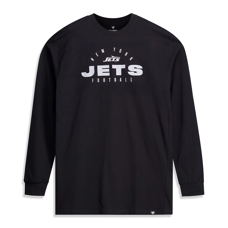 Men's Fanatics Black New York Jets Big & Tall Coverage Scheme Long Sleeve T-Shirt