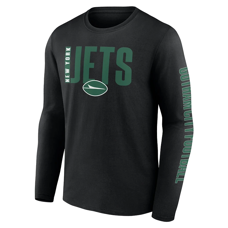 T-shirt à manches longues Fanatics Vision Big & Tall pour hommes, noir, New York Jets