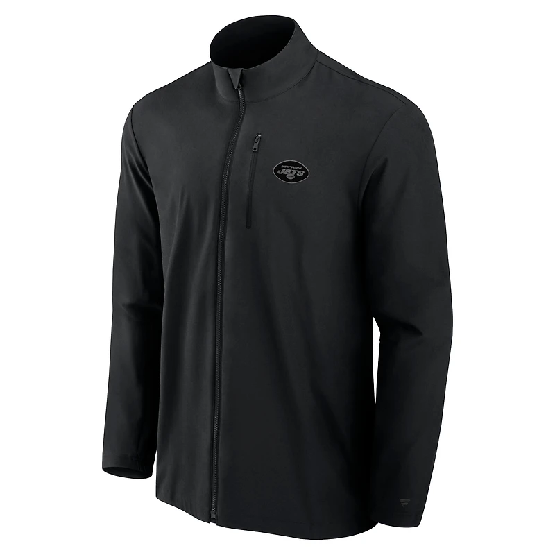 Men's Fanatics Black New York Jets Front Office Micro Tonal Lightweight Full-Zip Jacket