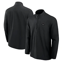 Men's Fanatics Black New York Jets Front Office Micro Tonal Quarter-Zip Pullover