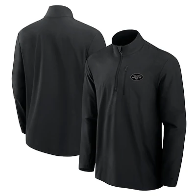 Pull Fanatics noir à fermeture éclair quart de tour pour homme, motif Front Office Micro Tonal des New York Jets