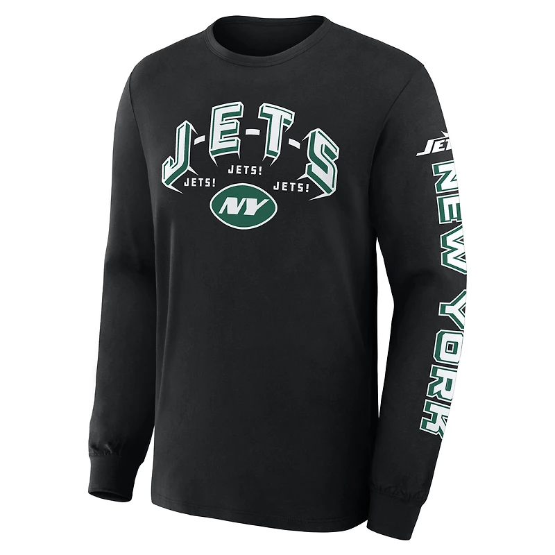 T-shirt à manches longues Fanatics noir pour homme, motif Hometown Sweep Legacy des New York Jets