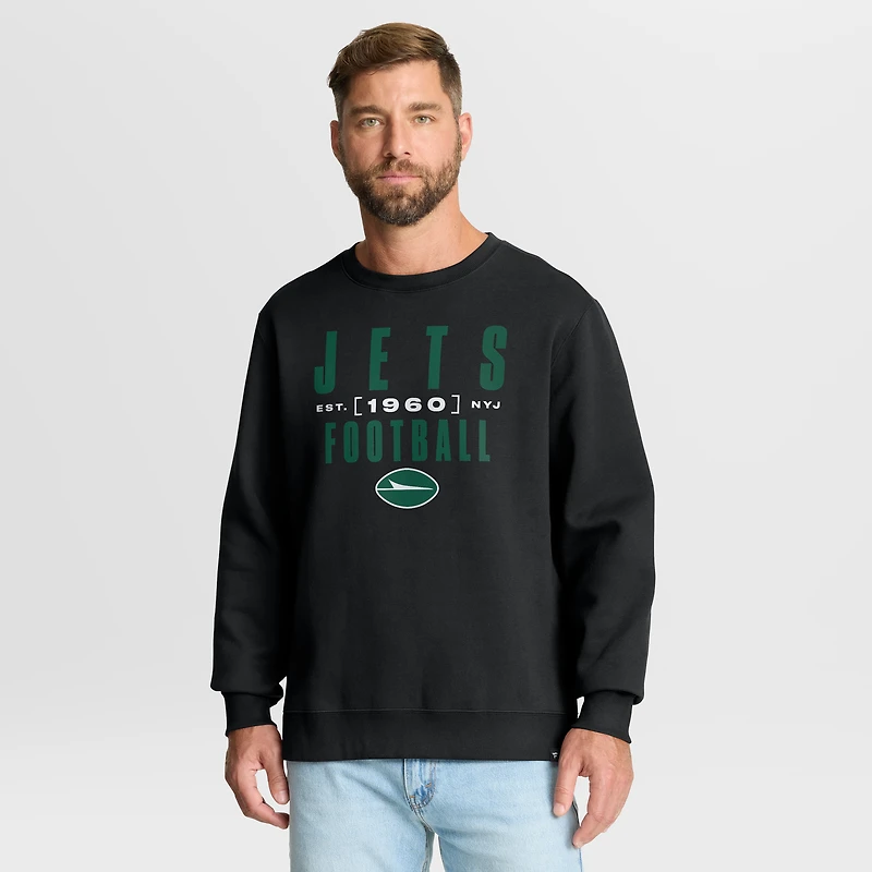 Men's Fanatics Black New York Jets Powerful Throw Legacy Pullover Sweatshirt