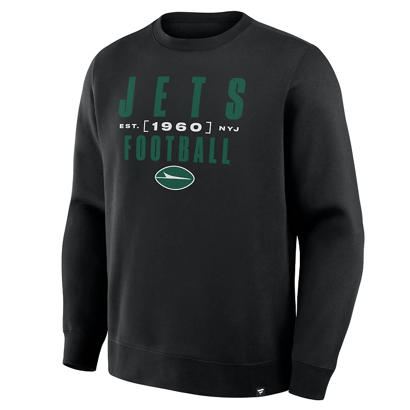 Men's Fanatics Black New York Jets Powerful Throw Legacy Pullover Sweatshirt