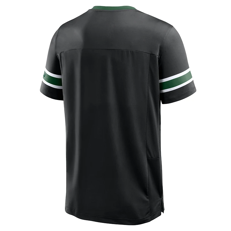 Men's Fanatics Black New York Jets Redzone Hashmark V-Neck T-Shirt
