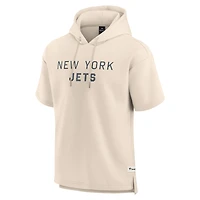 Men's Fanatics Cream New York Jets Elements Future Ground Lettering Short Sleeve Pullover Hoodie