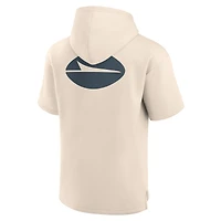 Men's Fanatics Cream New York Jets Elements Future Ground Lettering Short Sleeve Pullover Hoodie