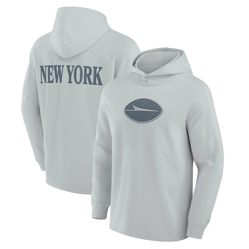 Men's Fanatics Gray New York Jets Elements Blaze Tri-Blend Long Sleeve Hoodie T-Shirt