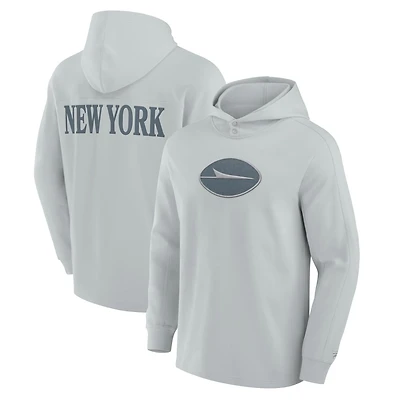 Men's Fanatics Gray New York Jets Elements Blaze Tri-Blend Long Sleeve Hoodie T-Shirt