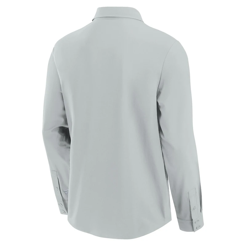 Men's Fanatics Gray New York Jets Front Office Long Sleeve Button-Up Shirt