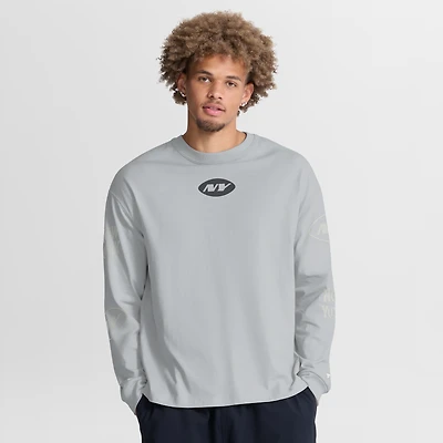 Men's Fanatics Gray New York Jets Oversized Type Play Long Sleeve T-Shirt