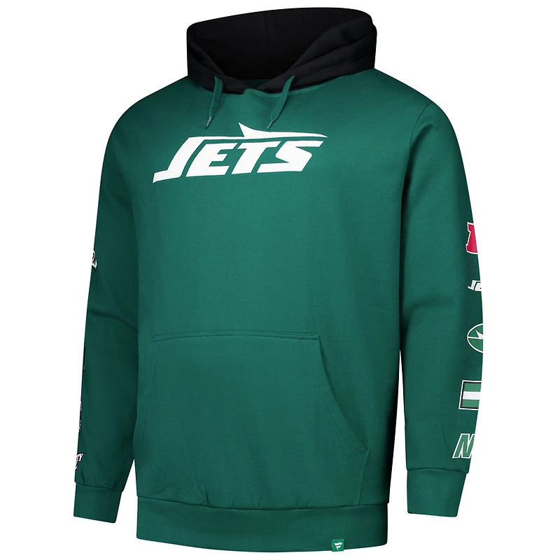 Sweat à capuche patchs Big & Tall New York Jets vert fanatiques pour hommes