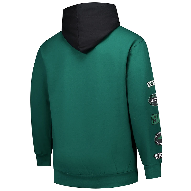 Sweat à capuche patchs Big & Tall New York Jets vert fanatiques pour hommes