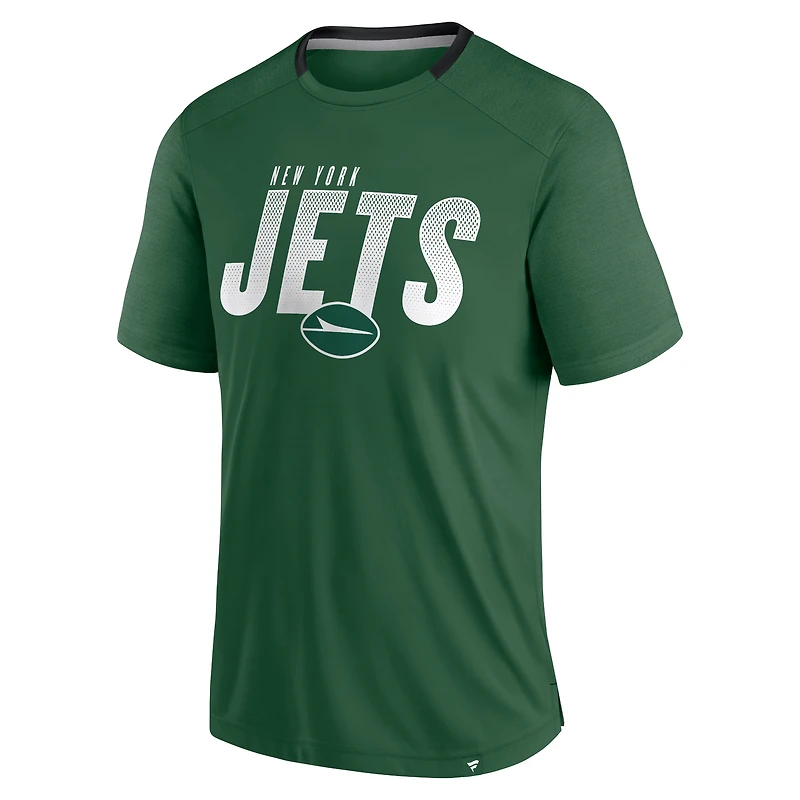 T-shirt vert fanatique pour homme avec logo New York Jets Defender Fade Slant