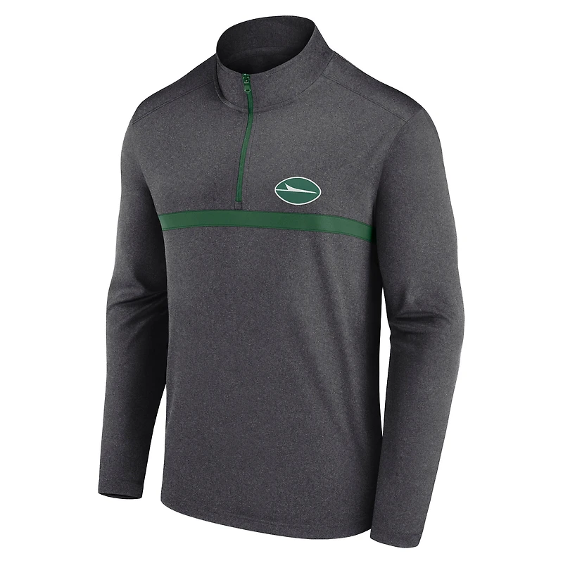 Pull à fermeture éclair quart de tour Fanatics Heather Charcoal New York Jets pour homme