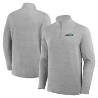 Men's Fanatics Heather Gray New York Jets Clutch Quarter-Zip Pullover
