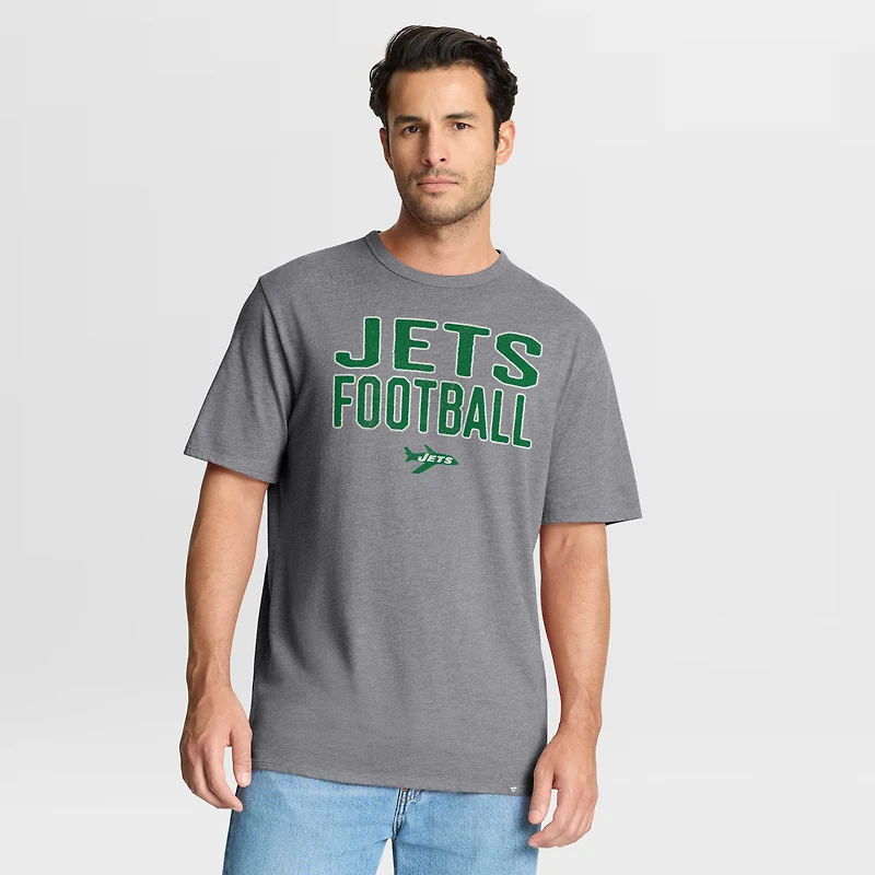 Men's Fanatics Heather Gray New York Jets First Down Tribute Tri-Blend T-Shirt